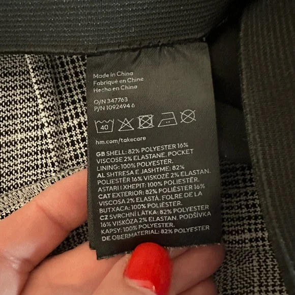 H&M Gray Plaid Pleated Wide Leg Pants Size 2 - Picture 5 of 11